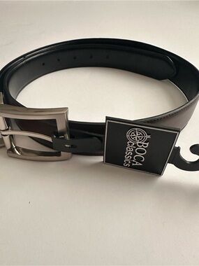 Boca Classics Reversible Brown/Black Leather Belt with Silver Buckle